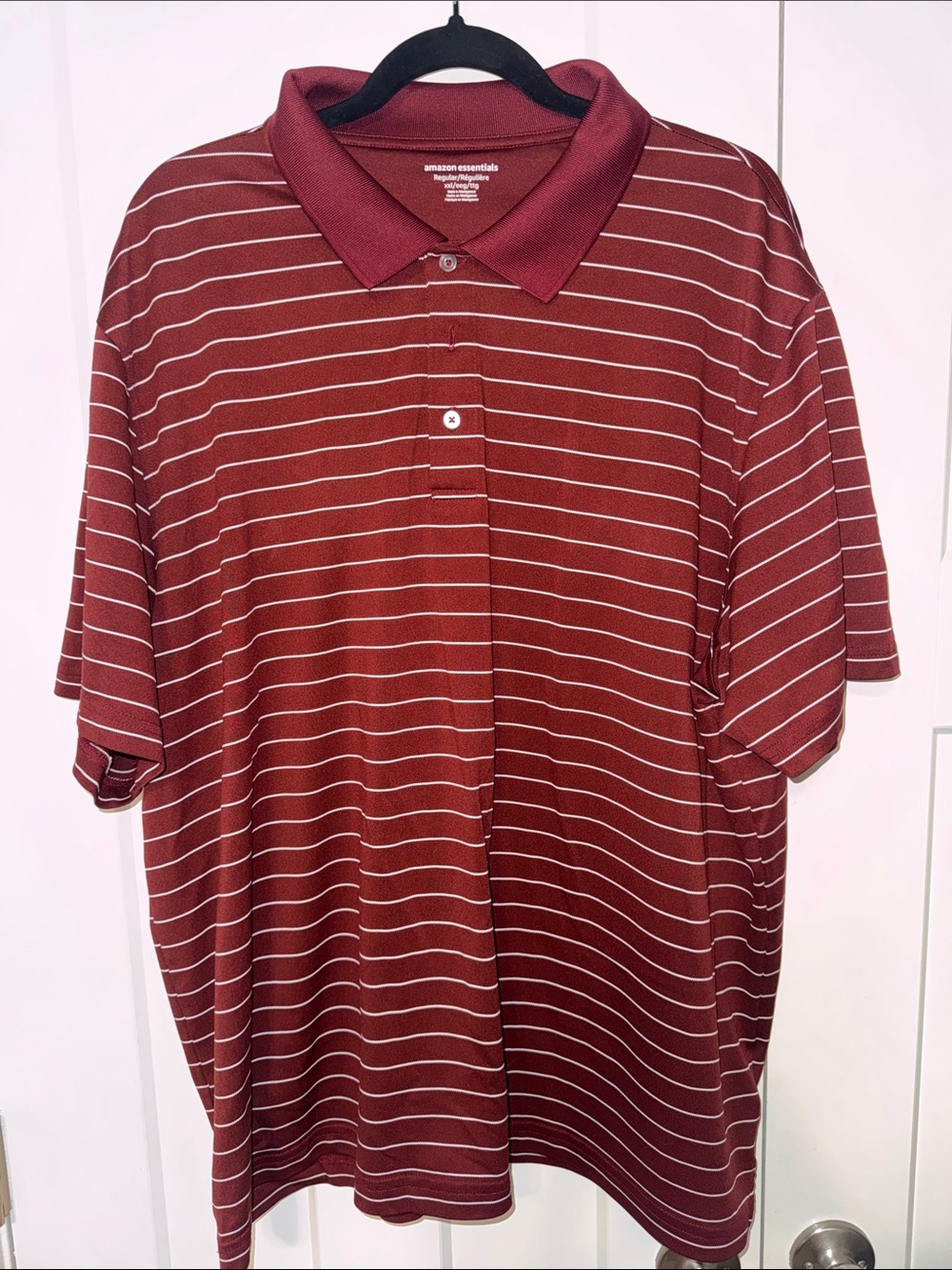 Amazon Essentials Men’s Maroon Stripe Polo Shirt